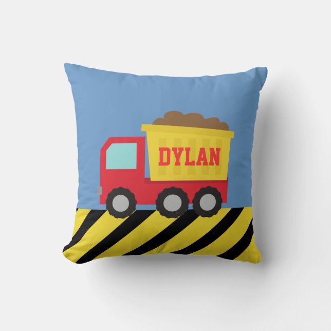 Red and Yellow Dump Truck, For Kids Cushion (Front)