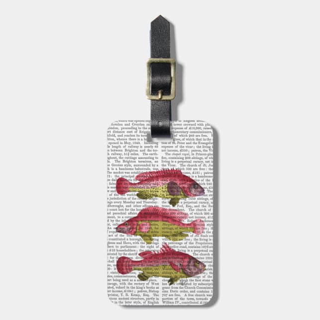 Red and Yellow Fantasy Fish Trio Luggage Tag (Front Vertical)