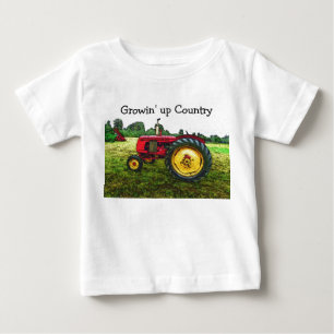 Red and Yellow Farm Tractor Baby T-Shirt