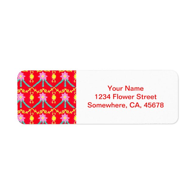 Red and Yellow Floral Tile Pattern (Front)
