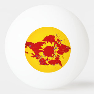 Red and yellow flower ping pong ball