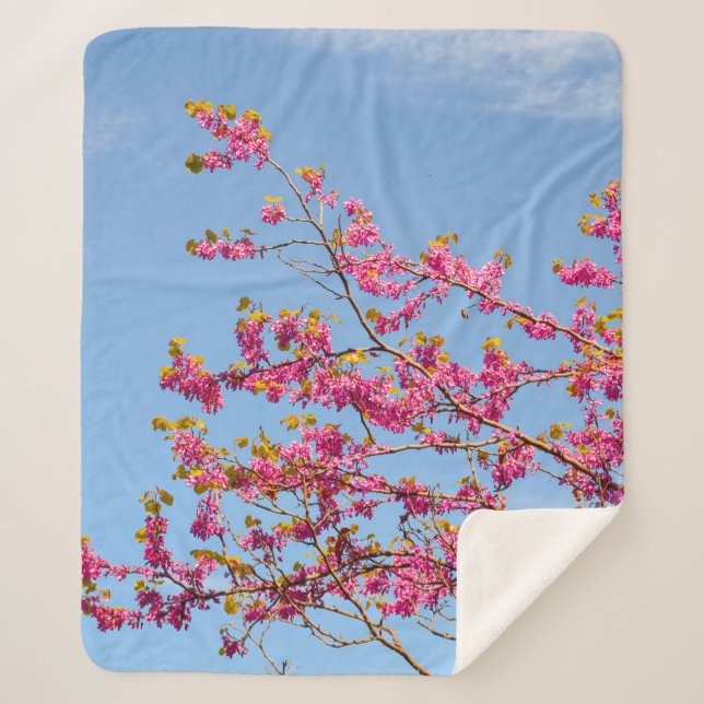 RED AND YELLOW FLOWER UNDER BLUE SKY SHERPA BLANKET (Front)