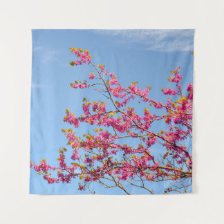 RED AND YELLOW FLOWER UNDER BLUE SKY TAPESTRY