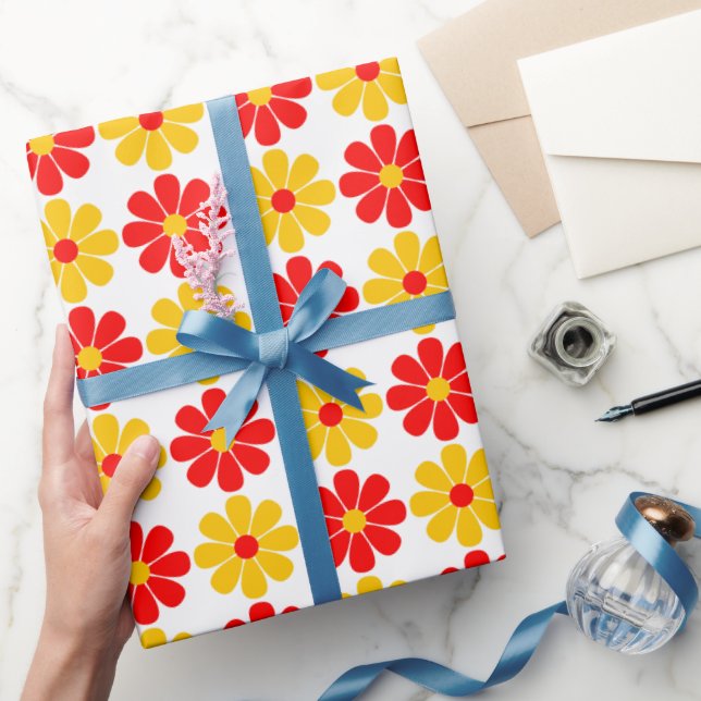 Red and Yellow Flower  Wrapping Paper (Gifting)