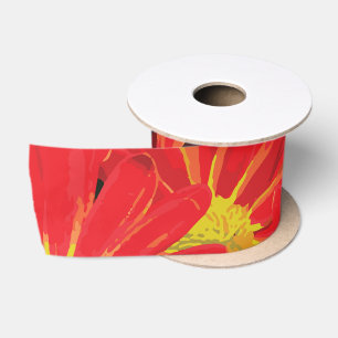 Red and Yellow Flowers 1 Satin Ribbon