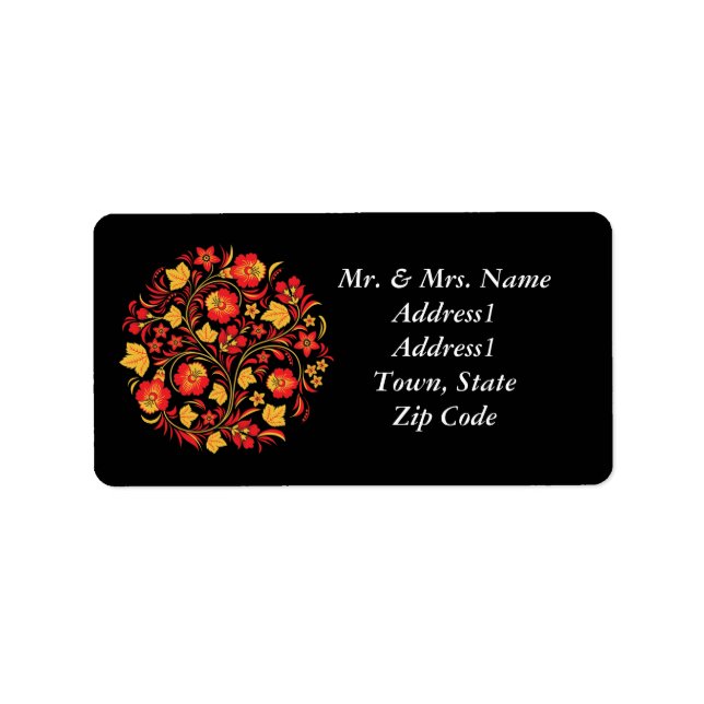 Red and Yellow Flowers Address Label (Front)
