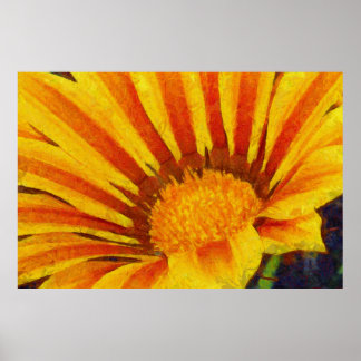 Red and Yellow Gazania Acrylic Painting Poster