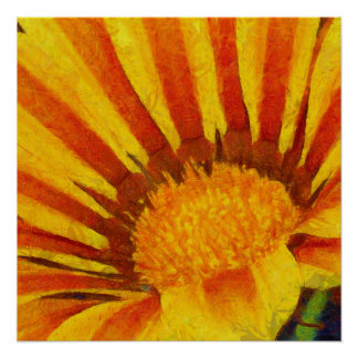 Red and Yellow Gazania Acrylic Painting Poster