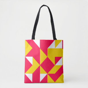 Red and Yellow Geometric Pattern Shapes Tote Bag