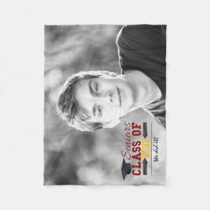 Red and Yellow Graduation Gear Fleece Blanket