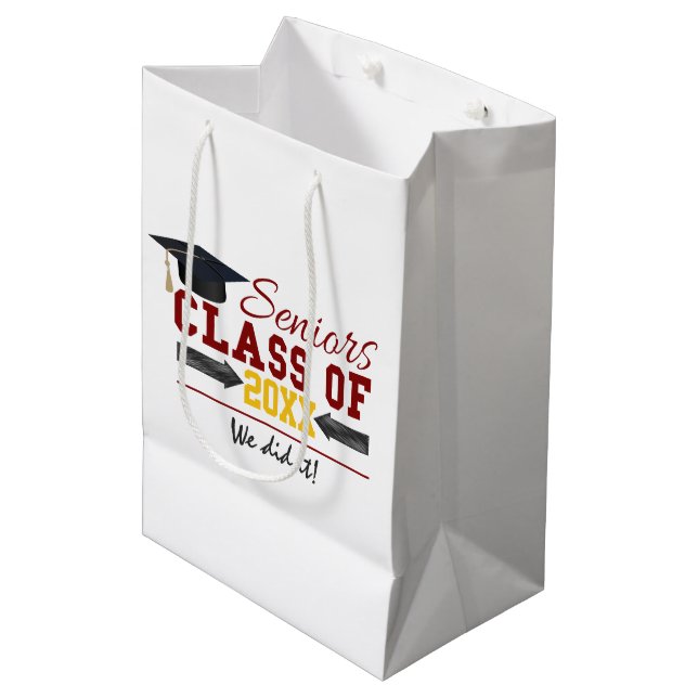 Red and Yellow Graduation Gear Medium Gift Bag (Front Angled)