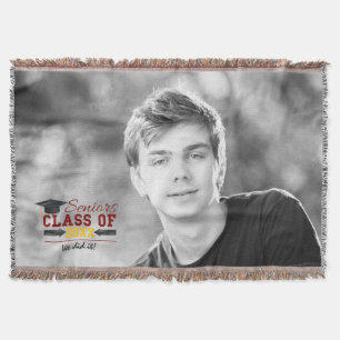 Red and Yellow Graduation Gear Throw Blanket