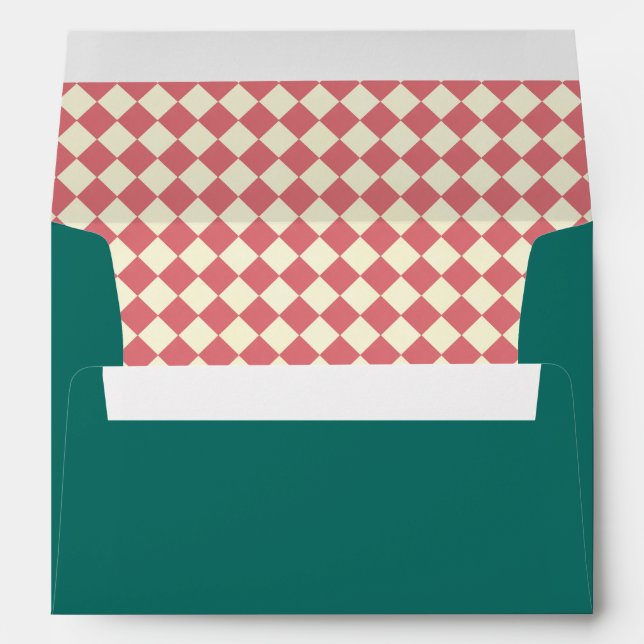 Red and Yellow Harlequin Pattern Diamond Checkers Envelope (Back (Bottom))
