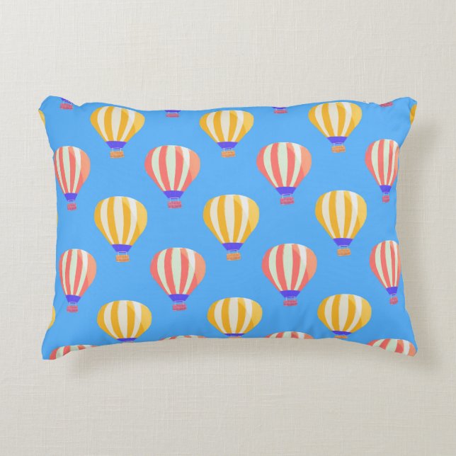Red and Yellow Hot Air Balloons Pattern Decorative Cushion (Front)