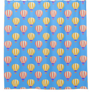 Red and Yellow Hot Air Balloons Pattern Shower Curtain