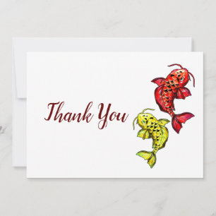 Red and Yellow Koi Carps Thank You Card