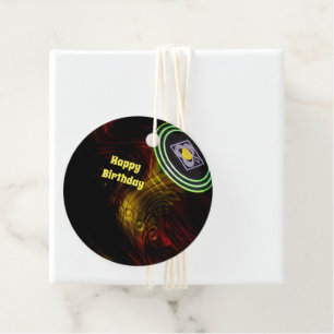 Red And Yellow Lawn Bowl, Round Gift Tags