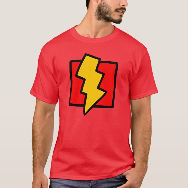 Red and Yellow Lightning Bolt T-Shirt (Front)