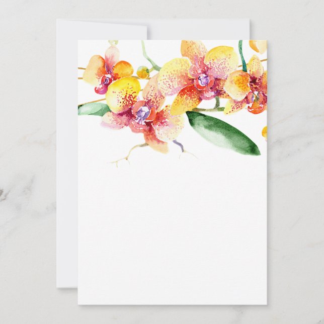 Red and yellow orchids Blank Wedding  Invitation (Front)