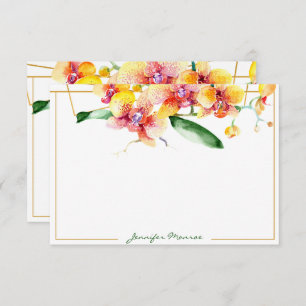 Red and yellow orchids personalised card