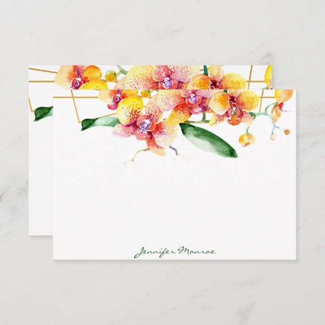 Red and yellow orchids personalised card (Front/Back)