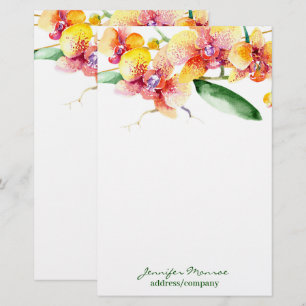 Red and yellow orchids personalised stationery