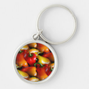 Red and Yellow Peppers Button Keychain