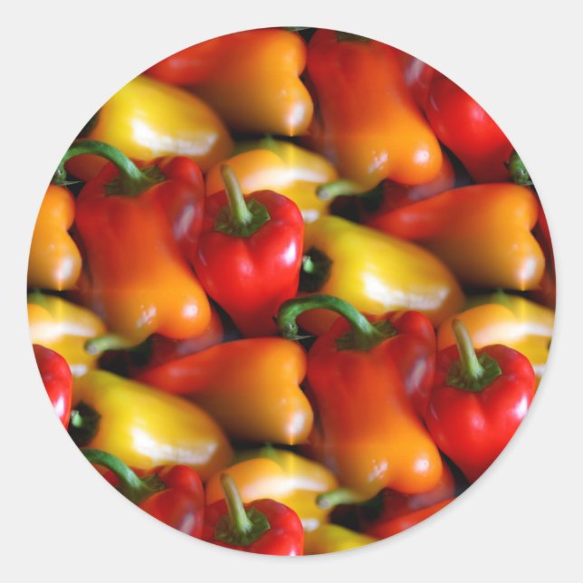 Red and Yellow Peppers Classic Round Sticker (Front)