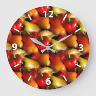 Red and Yellow Peppers Large Clock
