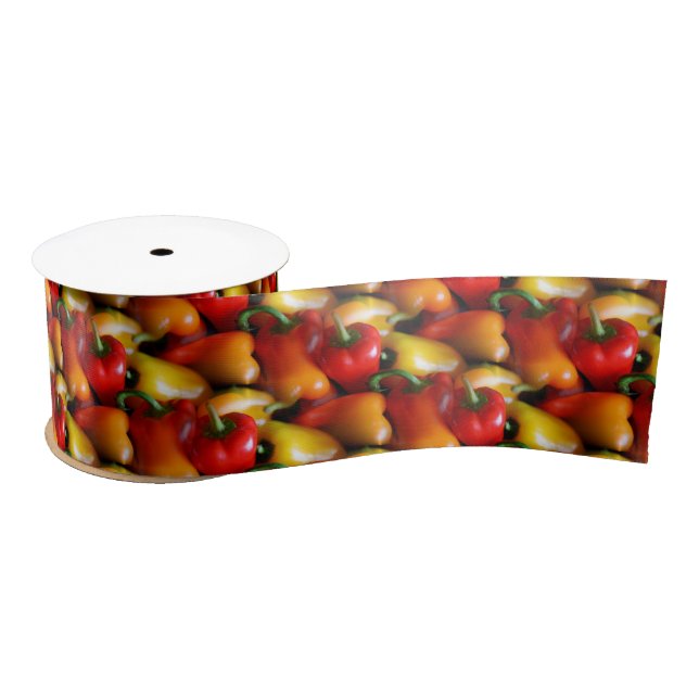Red and Yellow Peppers Satin Ribbon (Spool)