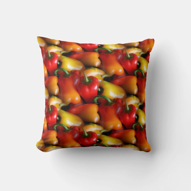Red and Yellow Peppers Throw Pillow (Front)