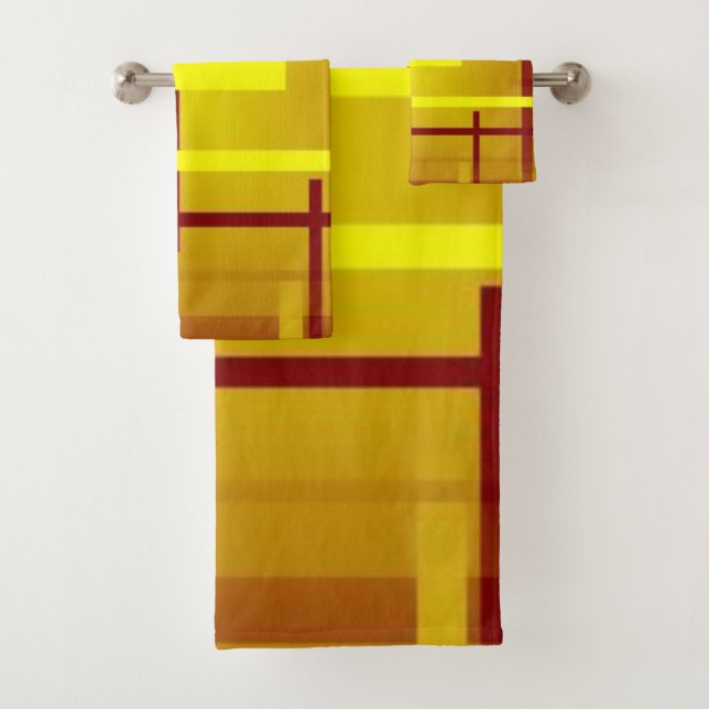 Red and Yellow Poles Bath Towel Set (Insitu)