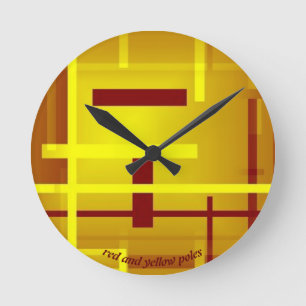 Red and Yellow Poles Round Clock