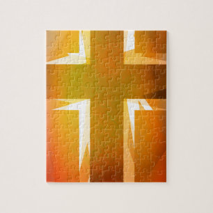 Red and yellow religious cross jigsaw puzzle
