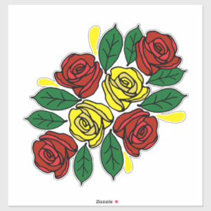Red and Yellow Roses Folk Art Narrowboat