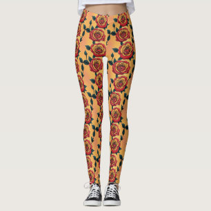 Red And Yellow Roses Leggings