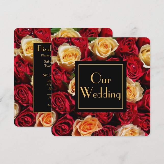 Red and Yellow Rose's Wedding Invitation (Front/Back)