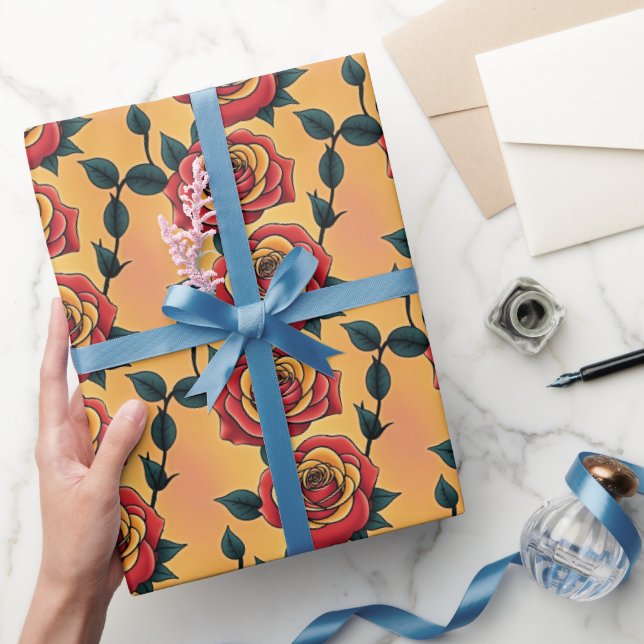 Red And Yellow Roses Wrapping Paper (Gifting)