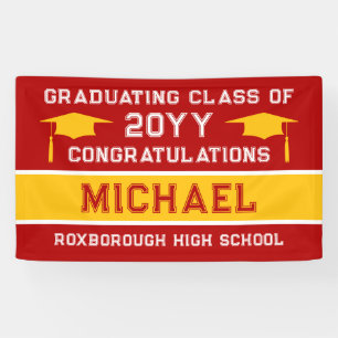 Red and Yellow School Colours Graduation Banner