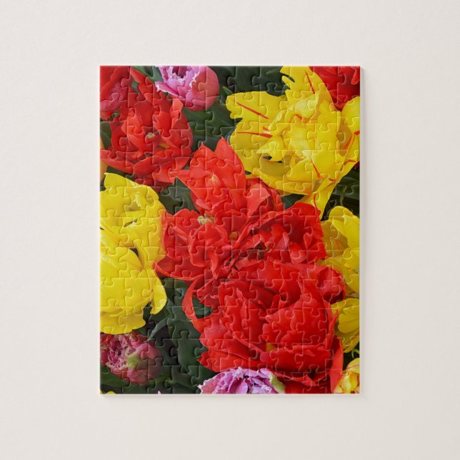 Red and yellow spring tulips jigsaw puzzle (Vertical)