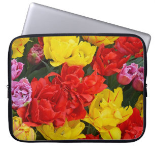 Red and yellow spring tulips laptop sleeve