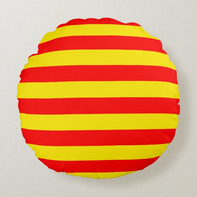 Red and Yellow Stripes Design Round Cushion (Front)