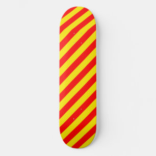 Red and Yellow Stripes Design Skateboard