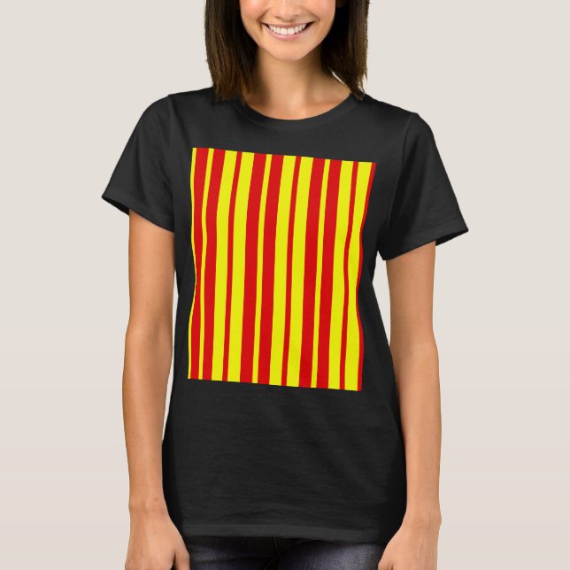 Red and Yellow Stripes Design  T-Shirt (Front)
