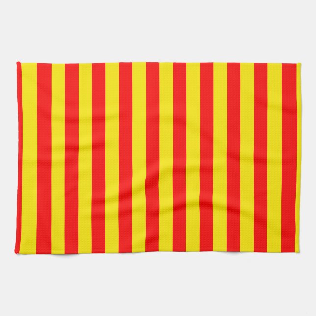 Red and Yellow Stripes Design Tea Towel (Horizontal)