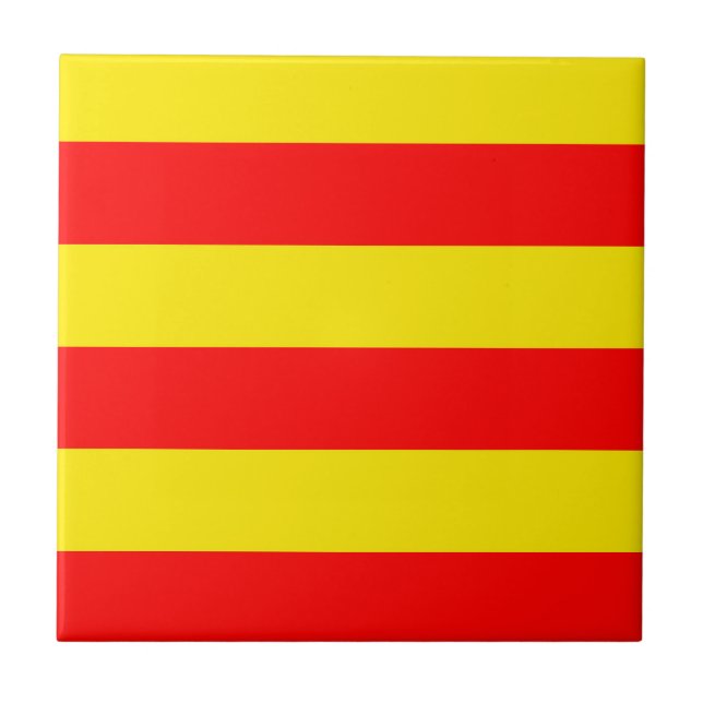 Red and Yellow Stripes Design Tile (Front)