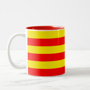 Red and Yellow Stripes Design Two-Tone Coffee Mug