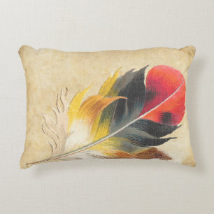 Red and Yellow Trendy Feather Decorative Cushion