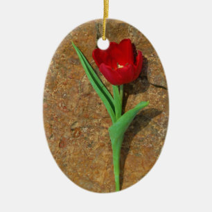Red and Yellow Tulip Ceramic Tree Decoration