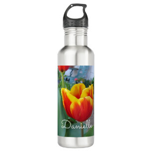 Red and Yellow Tulip floral Garden Photo 710 Ml Wa Water Bottle